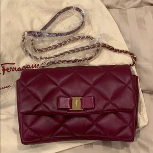 Gelly Quilted Leather Shoulder Bag, Maroon